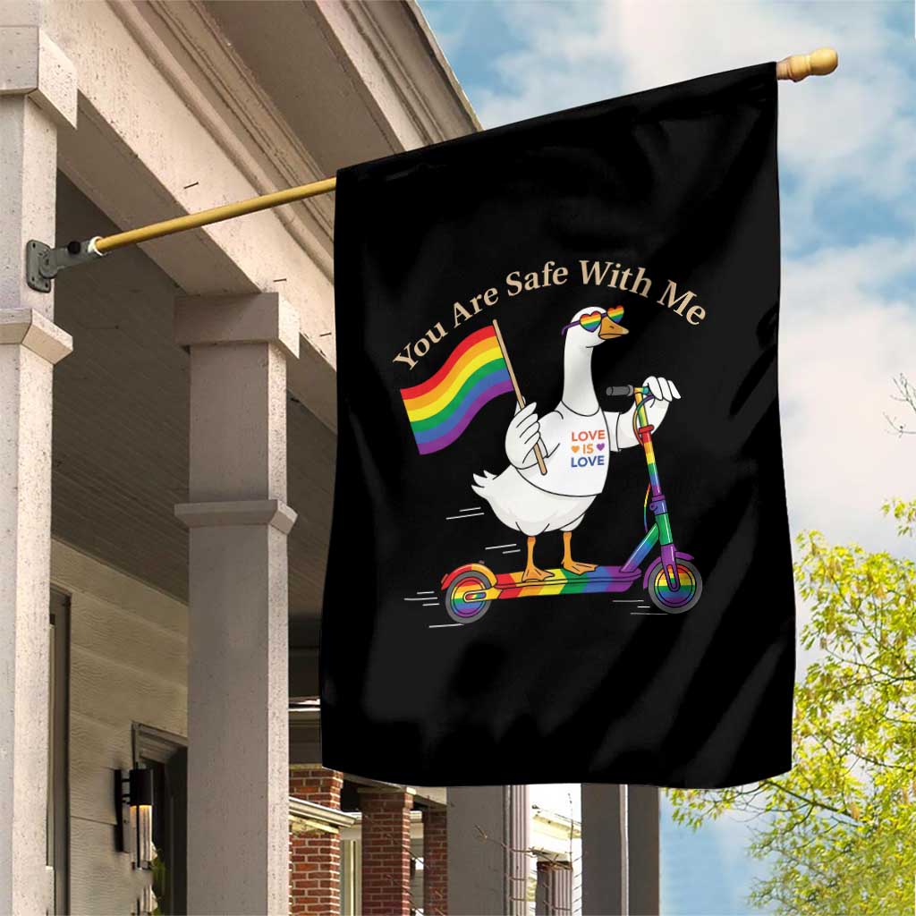 You Are Safe With Me Garden Flag LGBTQ Pride Goose Rainbow