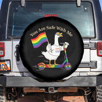 You Are Safe With Me Spare Tire Cover LGBTQ Pride Goose Rainbow
