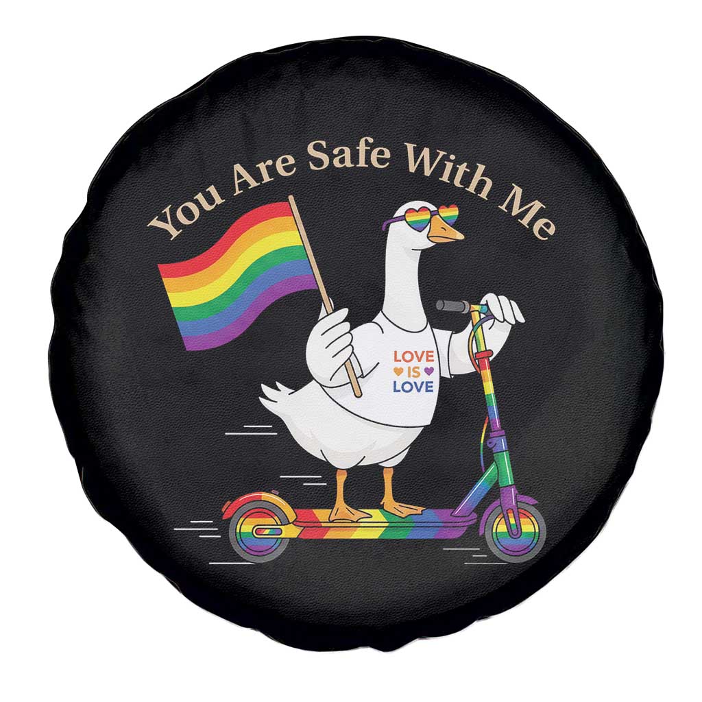 You Are Safe With Me Spare Tire Cover LGBTQ Pride Goose Rainbow