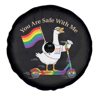You Are Safe With Me Spare Tire Cover LGBTQ Pride Goose Rainbow
