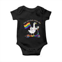 You Are Safe With Me Baby Onesie LGBTQ Pride Goose Rainbow