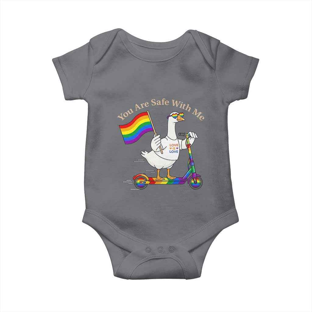You Are Safe With Me Baby Onesie LGBTQ Pride Goose Rainbow