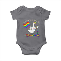 You Are Safe With Me Baby Onesie LGBTQ Pride Goose Rainbow