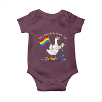 You Are Safe With Me Baby Onesie LGBTQ Pride Goose Rainbow