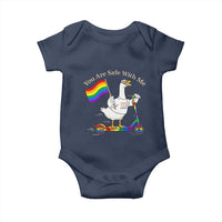 You Are Safe With Me Baby Onesie LGBTQ Pride Goose Rainbow