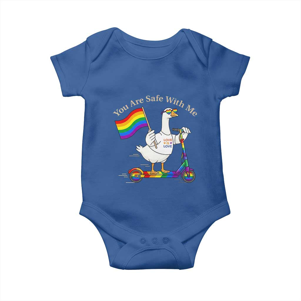You Are Safe With Me Baby Onesie LGBTQ Pride Goose Rainbow