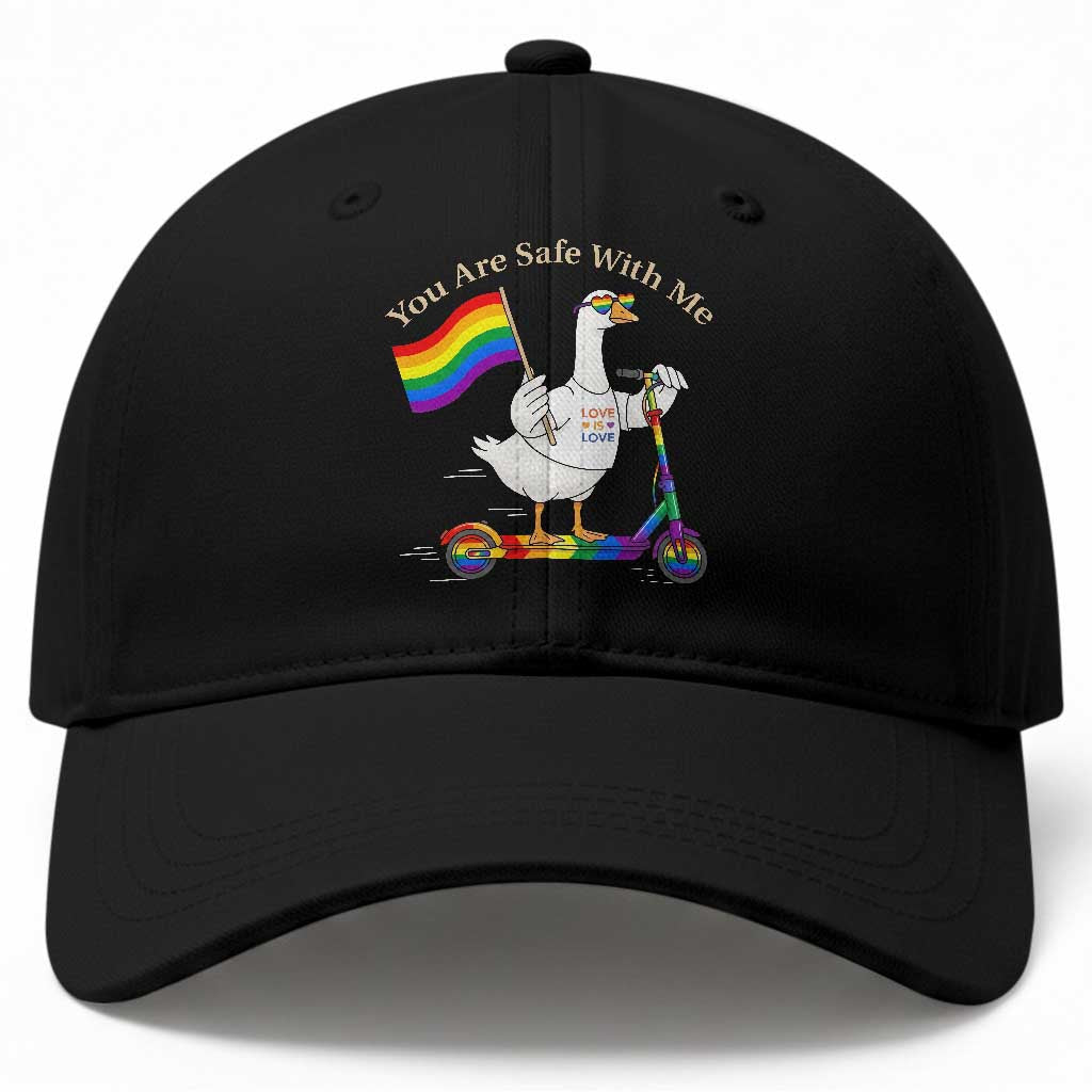 You Are Safe With Me Baseball Cap LGBTQ Pride Goose Rainbow