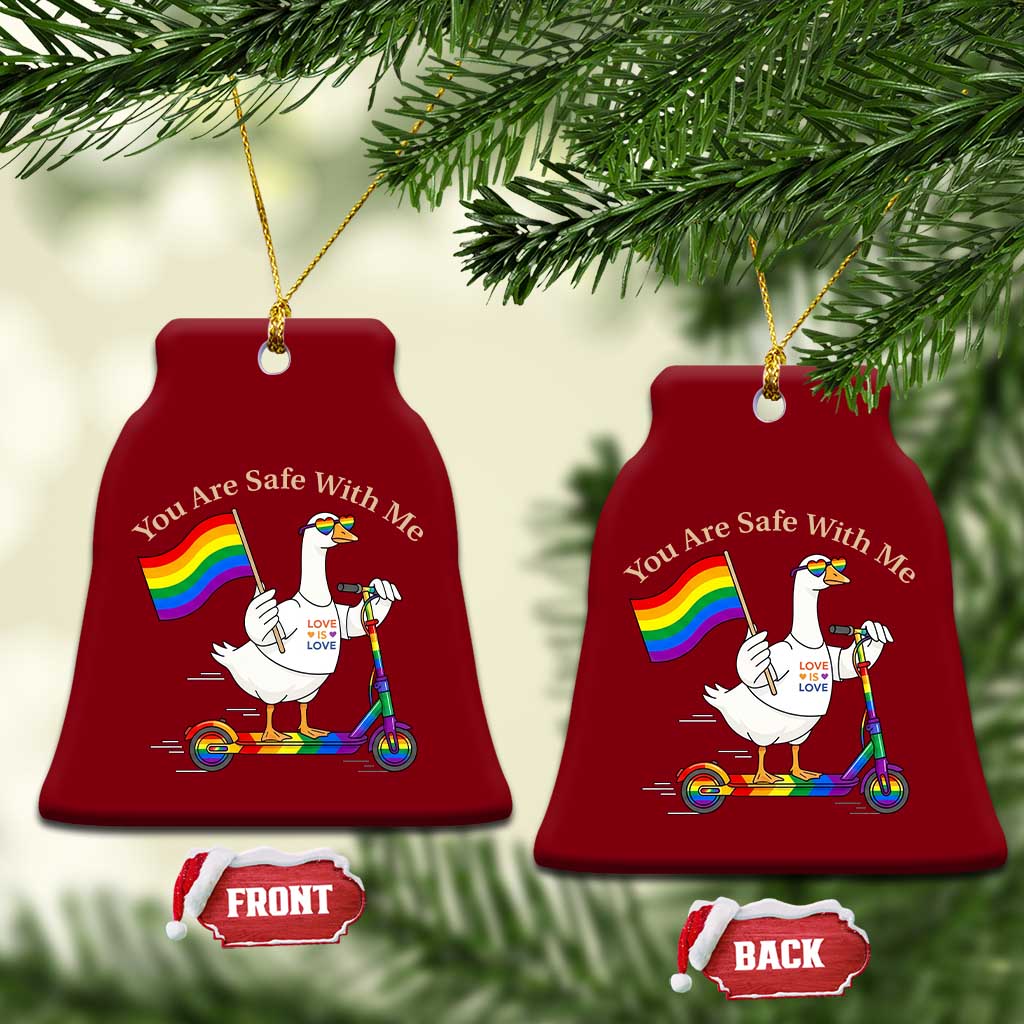 You Are Safe With Me Ceramic Ornament LGBTQ Pride Goose Rainbow