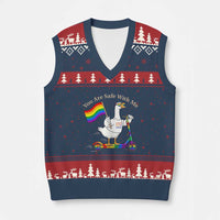 You Are Safe With Me V-Neck Knit Sweater Vest LGBTQ Pride Goose Rainbow