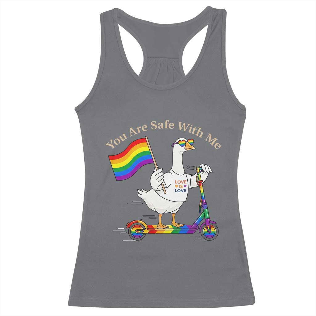 You Are Safe With Me Racerback Tank Top LGBTQ Pride Goose Rainbow