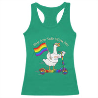 You Are Safe With Me Racerback Tank Top LGBTQ Pride Goose Rainbow
