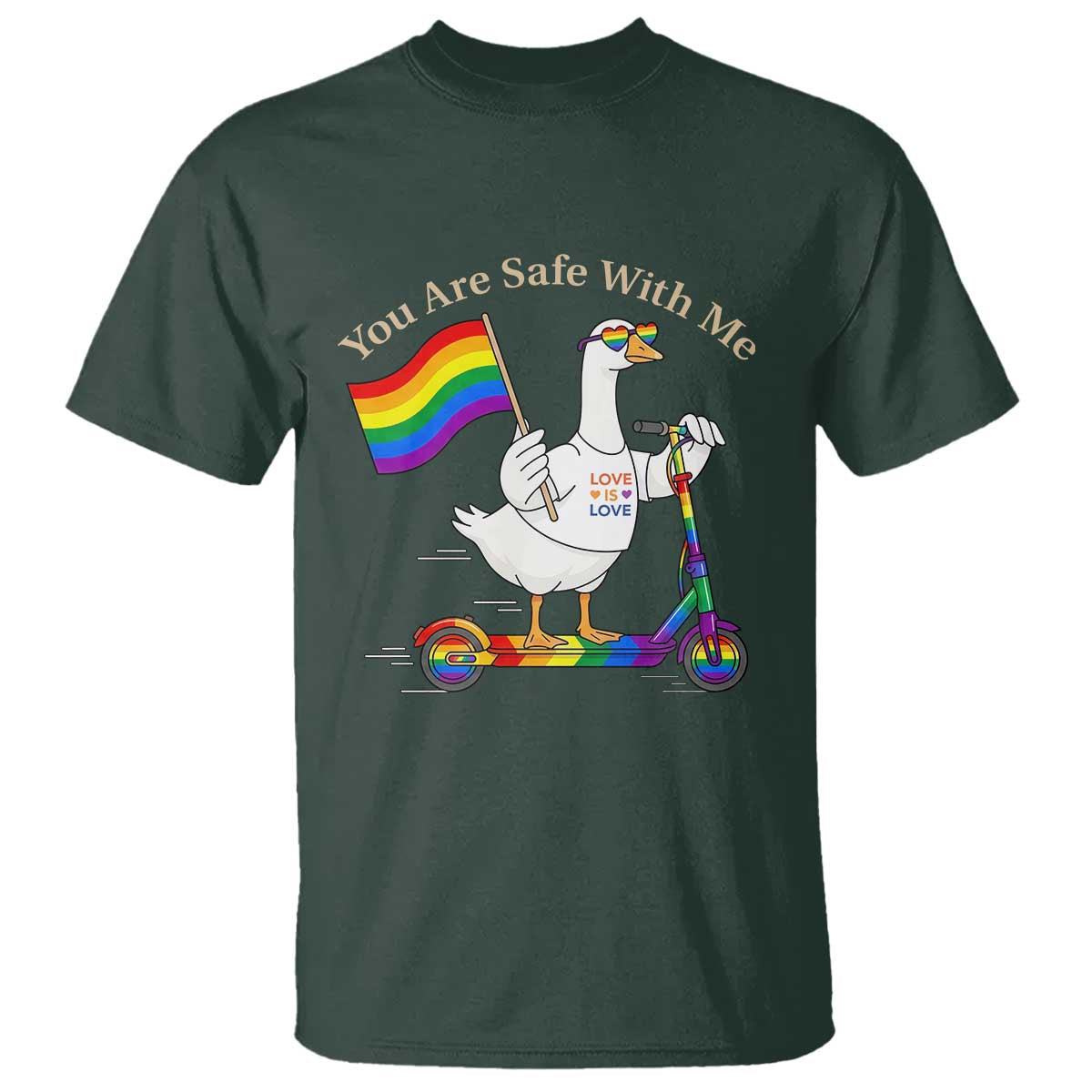 You Are Safe With Me T Shirt LGBTQ Pride Goose Rainbow
