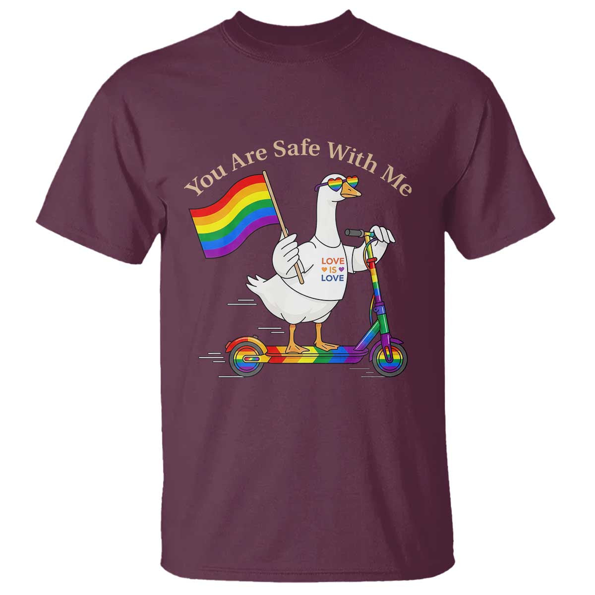You Are Safe With Me T Shirt LGBTQ Pride Goose Rainbow