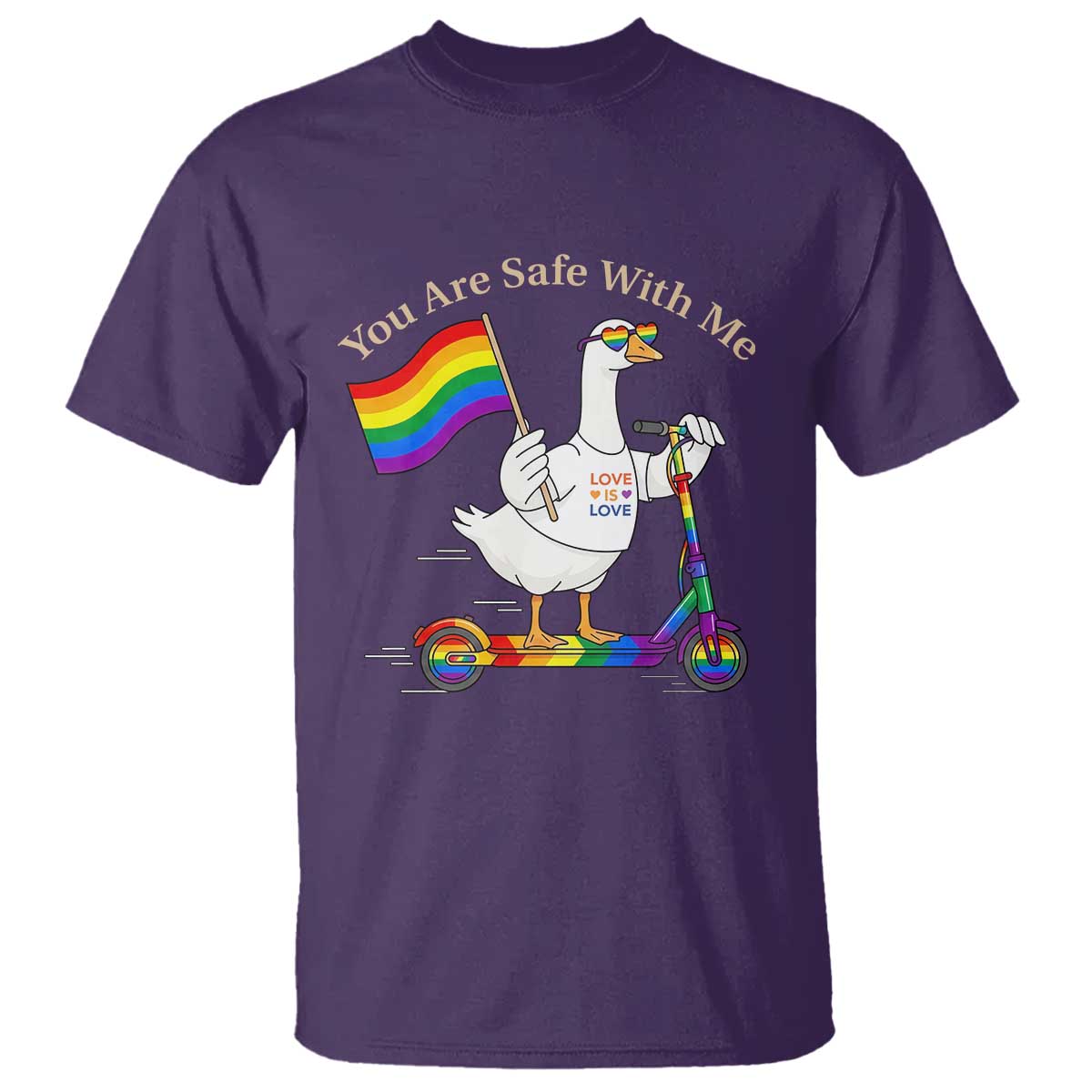 You Are Safe With Me T Shirt LGBTQ Pride Goose Rainbow