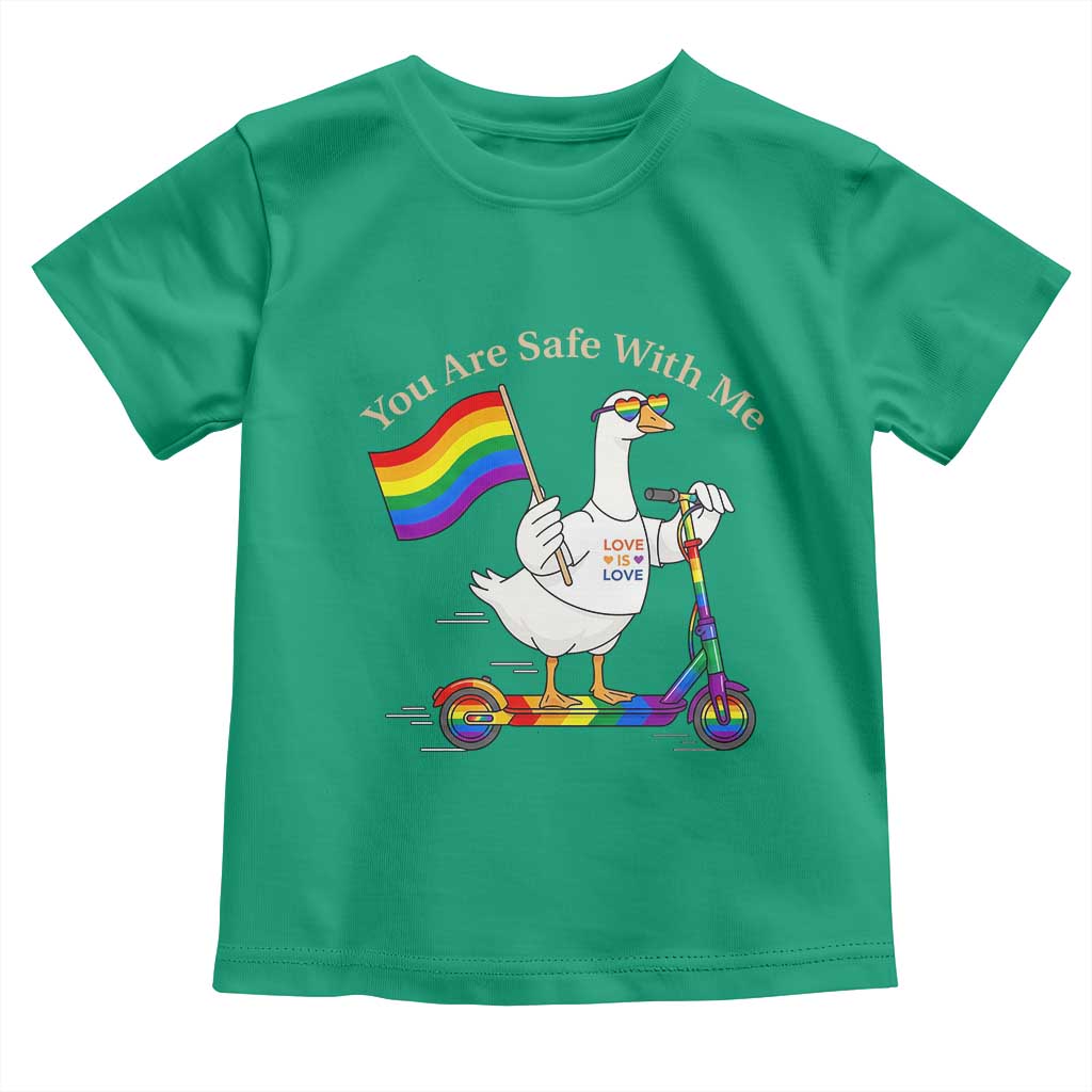 You Are Safe With Me Toddler T Shirt LGBTQ Pride Goose Rainbow