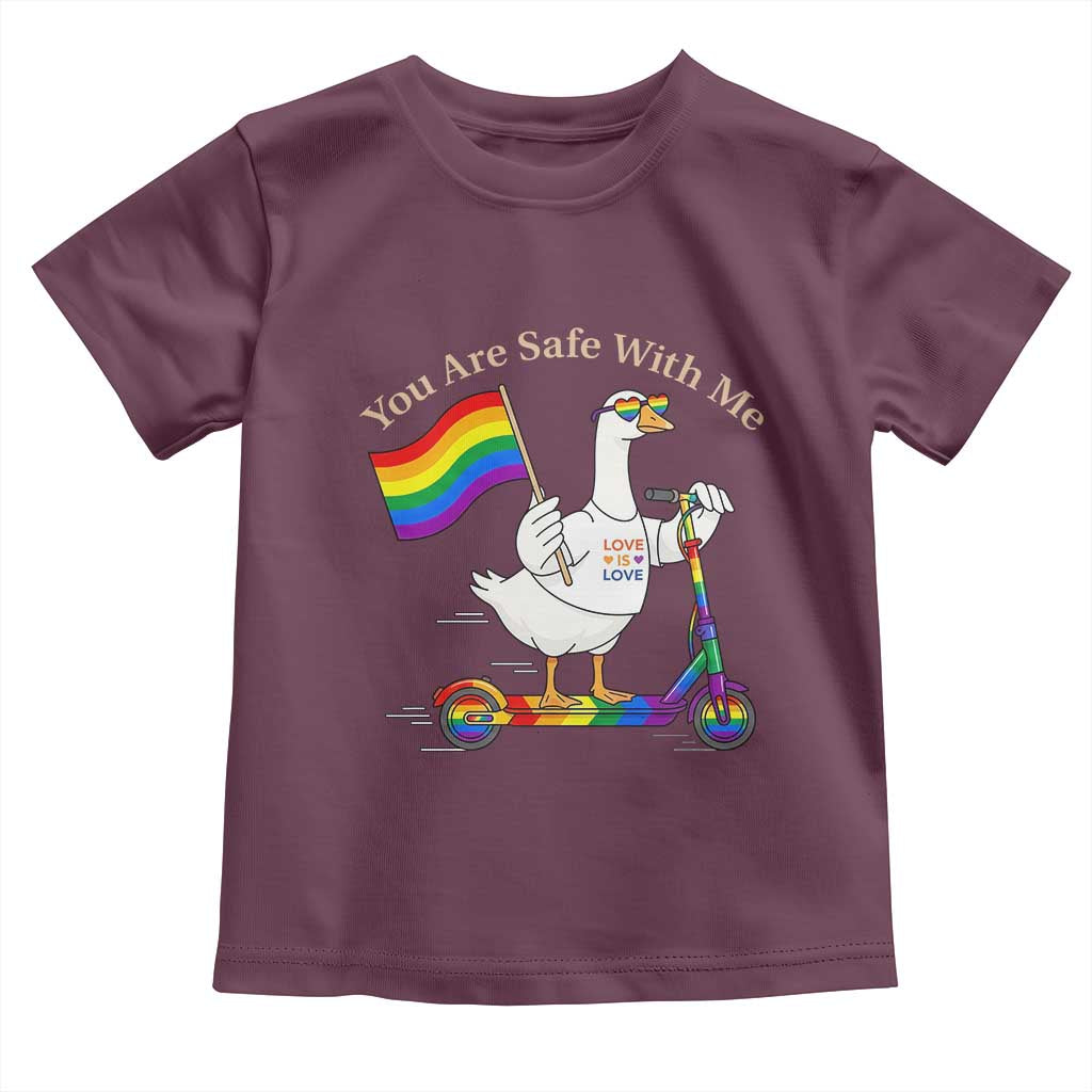 You Are Safe With Me Toddler T Shirt LGBTQ Pride Goose Rainbow