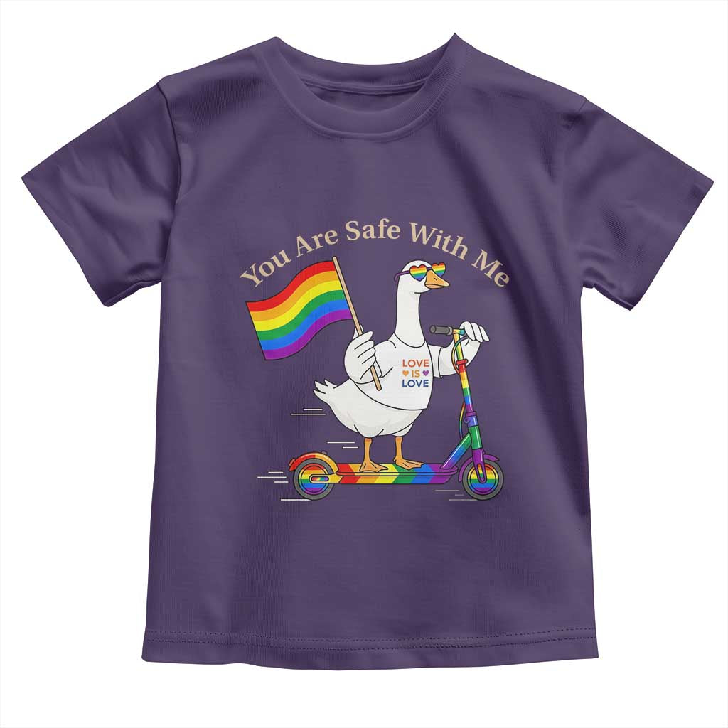 You Are Safe With Me Toddler T Shirt LGBTQ Pride Goose Rainbow