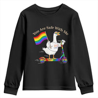 You Are Safe With Me Youth Sweatshirt LGBTQ Pride Goose Rainbow