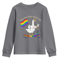 You Are Safe With Me Youth Sweatshirt LGBTQ Pride Goose Rainbow