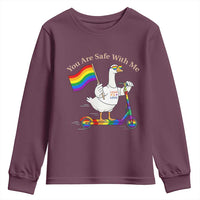 You Are Safe With Me Youth Sweatshirt LGBTQ Pride Goose Rainbow