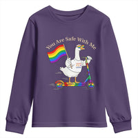 You Are Safe With Me Youth Sweatshirt LGBTQ Pride Goose Rainbow