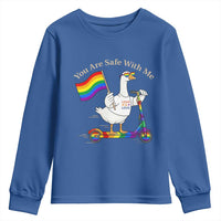 You Are Safe With Me Youth Sweatshirt LGBTQ Pride Goose Rainbow