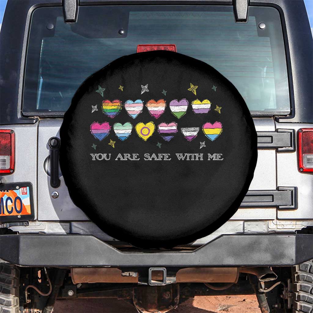 You Are Safe With Me Spare Tire Cover LGBTQ Support Rainbow Flags Ally