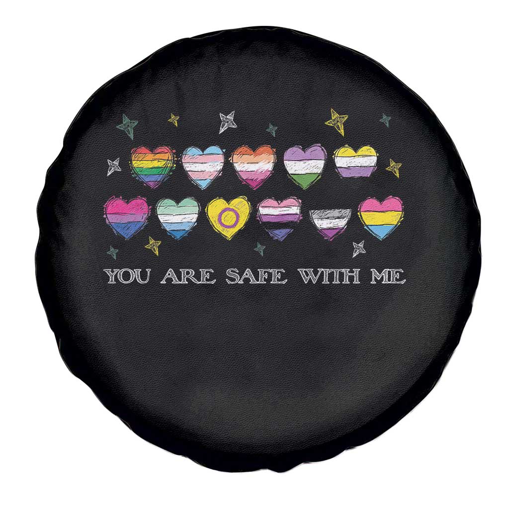 You Are Safe With Me Spare Tire Cover LGBTQ Support Rainbow Flags Ally
