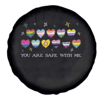 You Are Safe With Me Spare Tire Cover LGBTQ Support Rainbow Flags Ally