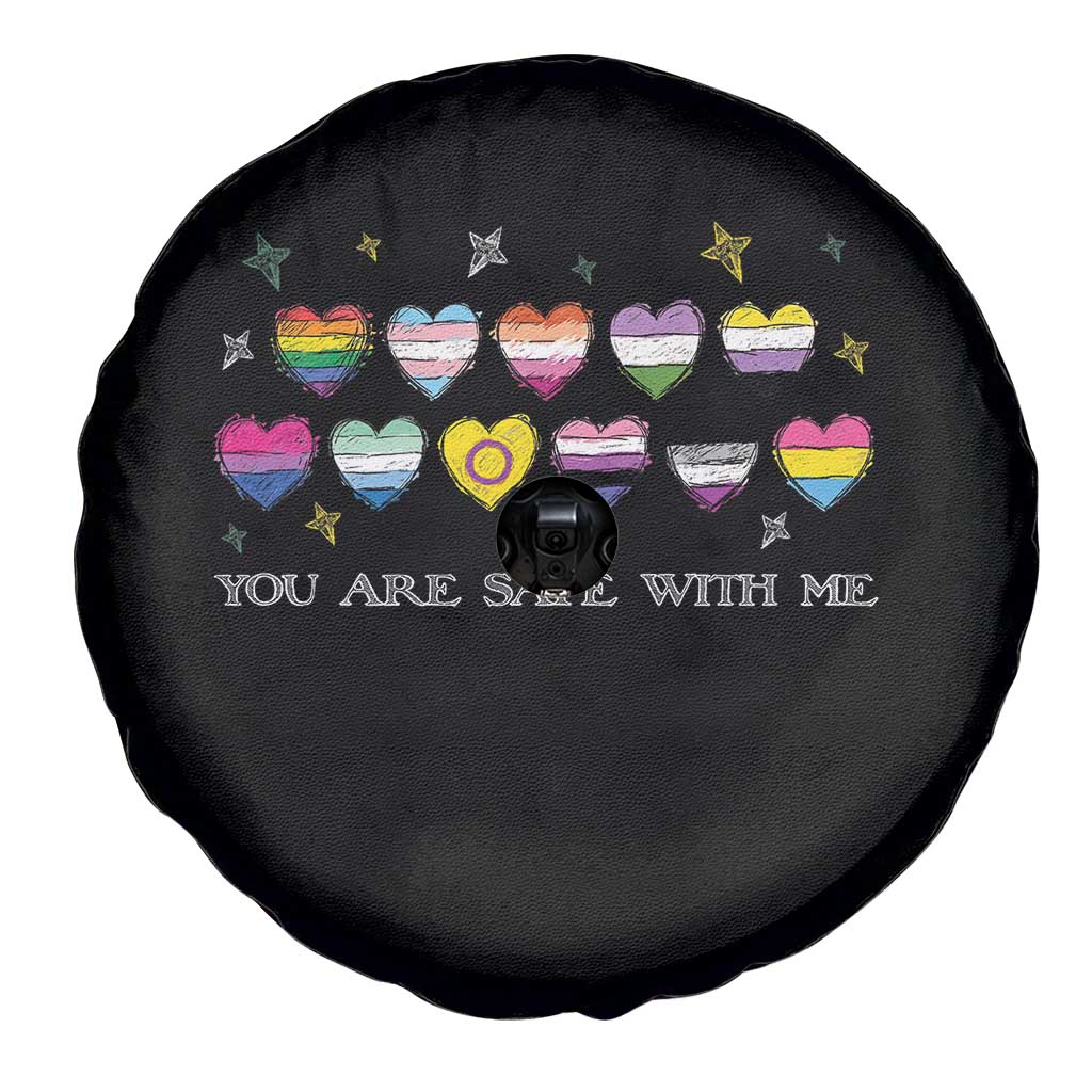 You Are Safe With Me Spare Tire Cover LGBTQ Support Rainbow Flags Ally