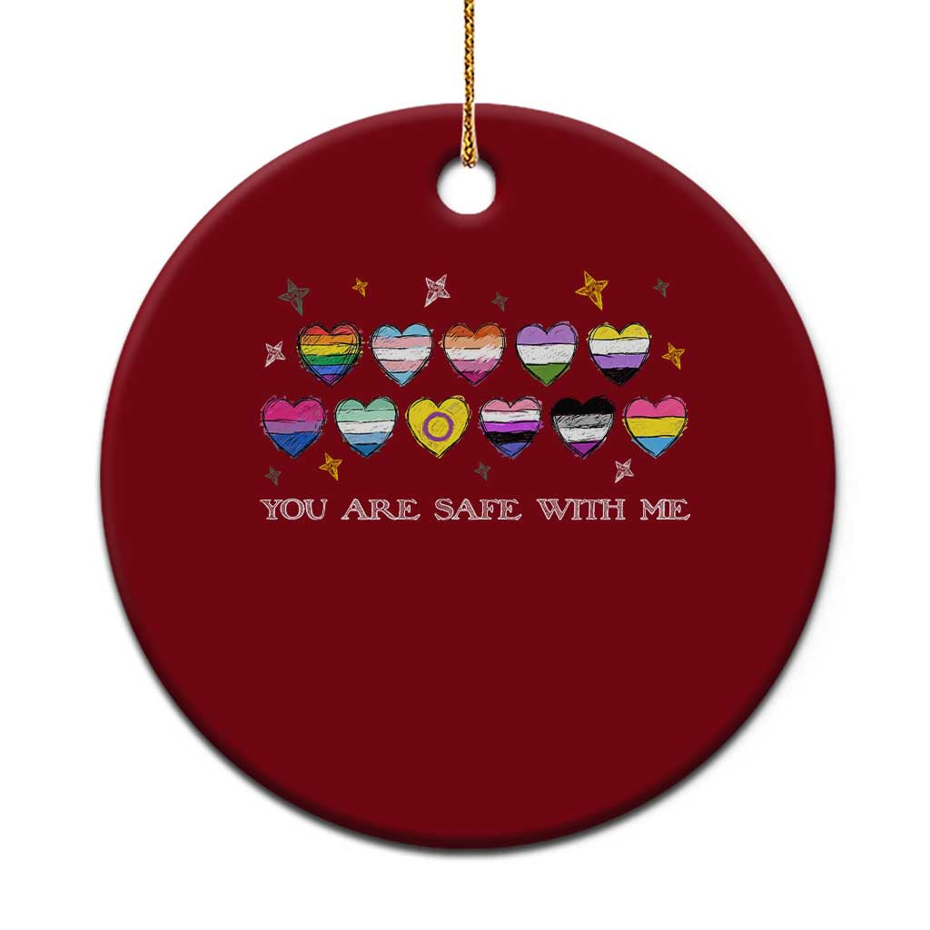 You Are Safe With Me Ceramic Ornament LGBTQ Support Rainbow Flags Ally