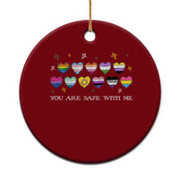 You Are Safe With Me Ceramic Ornament LGBTQ Support Rainbow Flags Ally