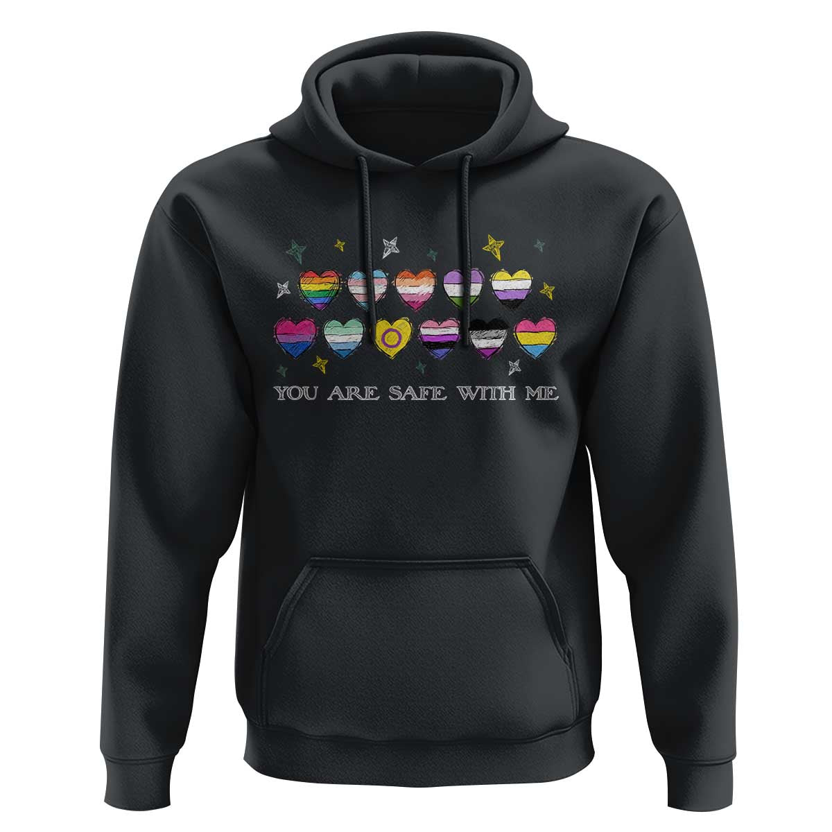 You Are Safe With Me Hoodie LGBTQ Support Rainbow Flags Ally