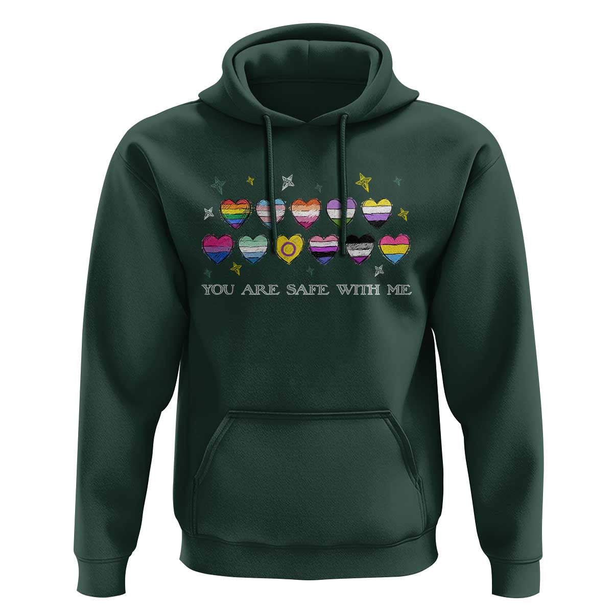 You Are Safe With Me Hoodie LGBTQ Support Rainbow Flags Ally