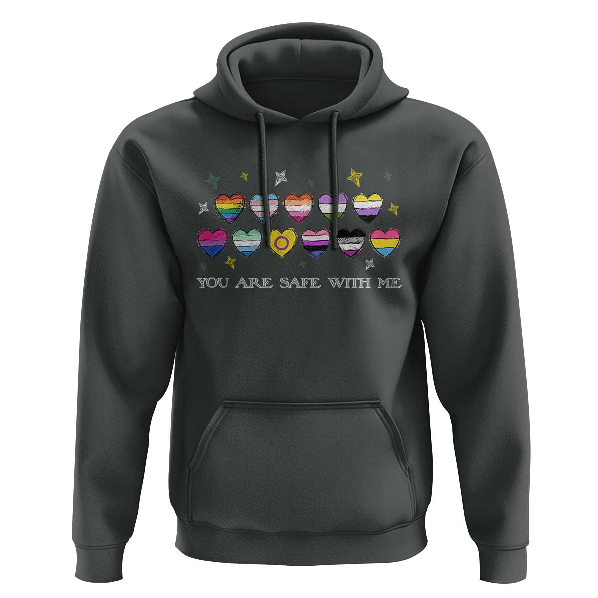 You Are Safe With Me Hoodie LGBTQ Support Rainbow Flags Ally