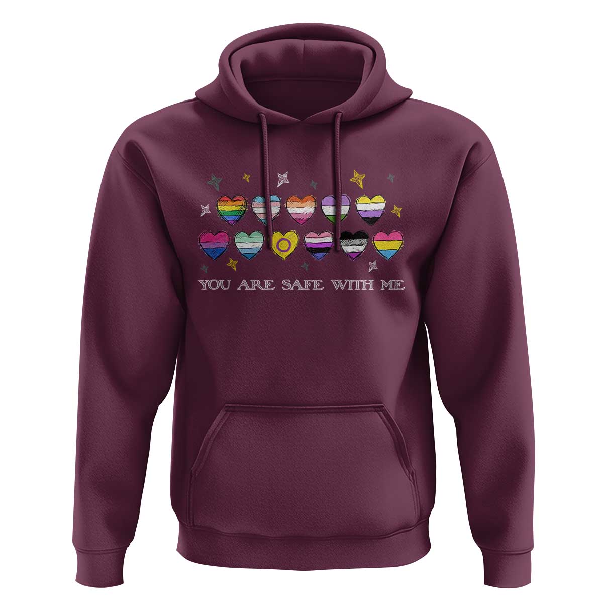 You Are Safe With Me Hoodie LGBTQ Support Rainbow Flags Ally
