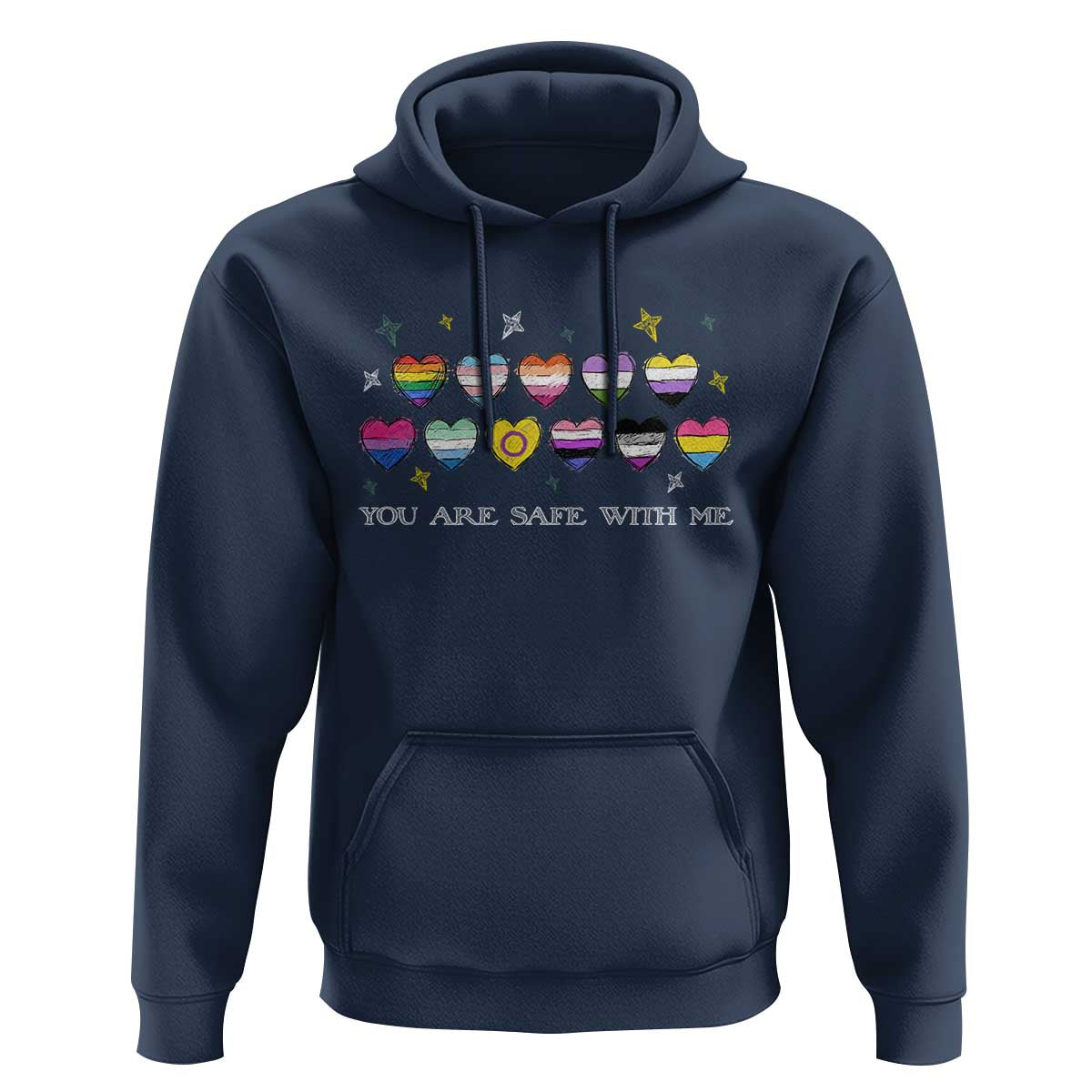 You Are Safe With Me Hoodie LGBTQ Support Rainbow Flags Ally