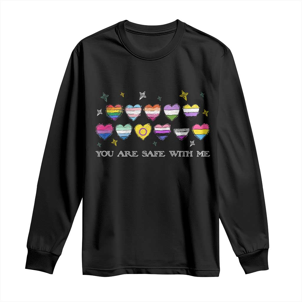 You Are Safe With Me Long Sleeve Shirt LGBTQ Support Rainbow Flags Ally