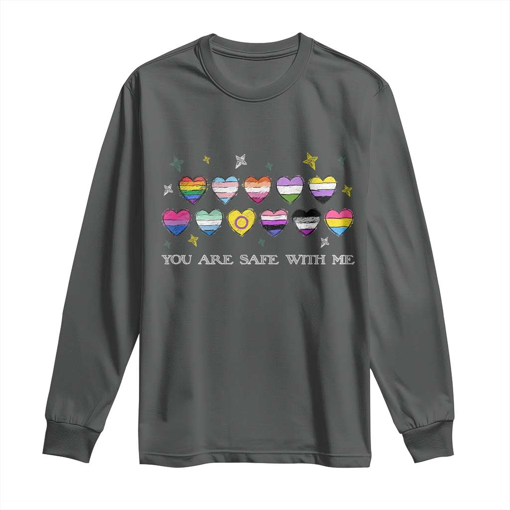 You Are Safe With Me Long Sleeve Shirt LGBTQ Support Rainbow Flags Ally