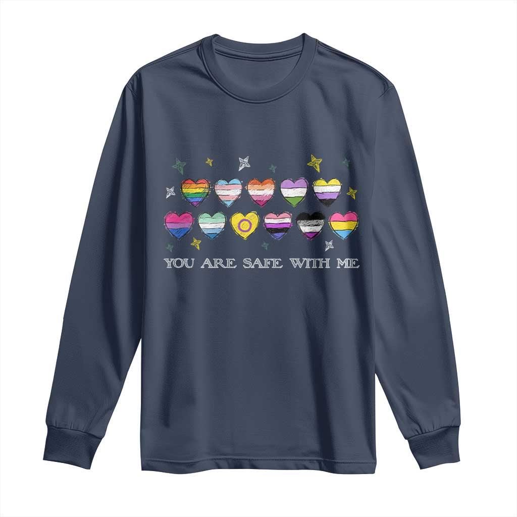 You Are Safe With Me Long Sleeve Shirt LGBTQ Support Rainbow Flags Ally