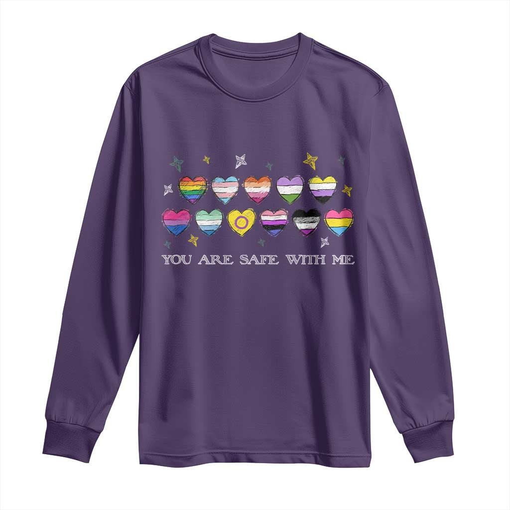 You Are Safe With Me Long Sleeve Shirt LGBTQ Support Rainbow Flags Ally