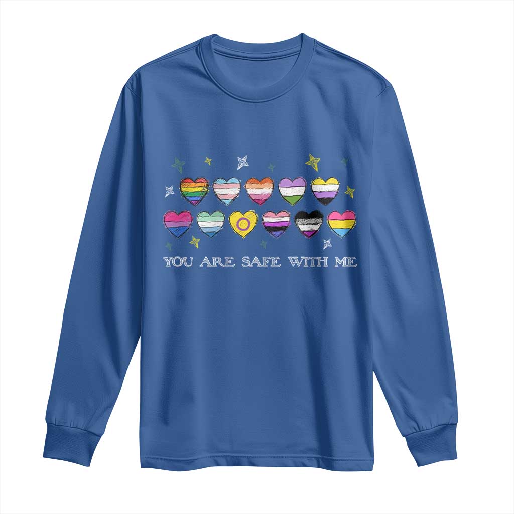 You Are Safe With Me Long Sleeve Shirt LGBTQ Support Rainbow Flags Ally