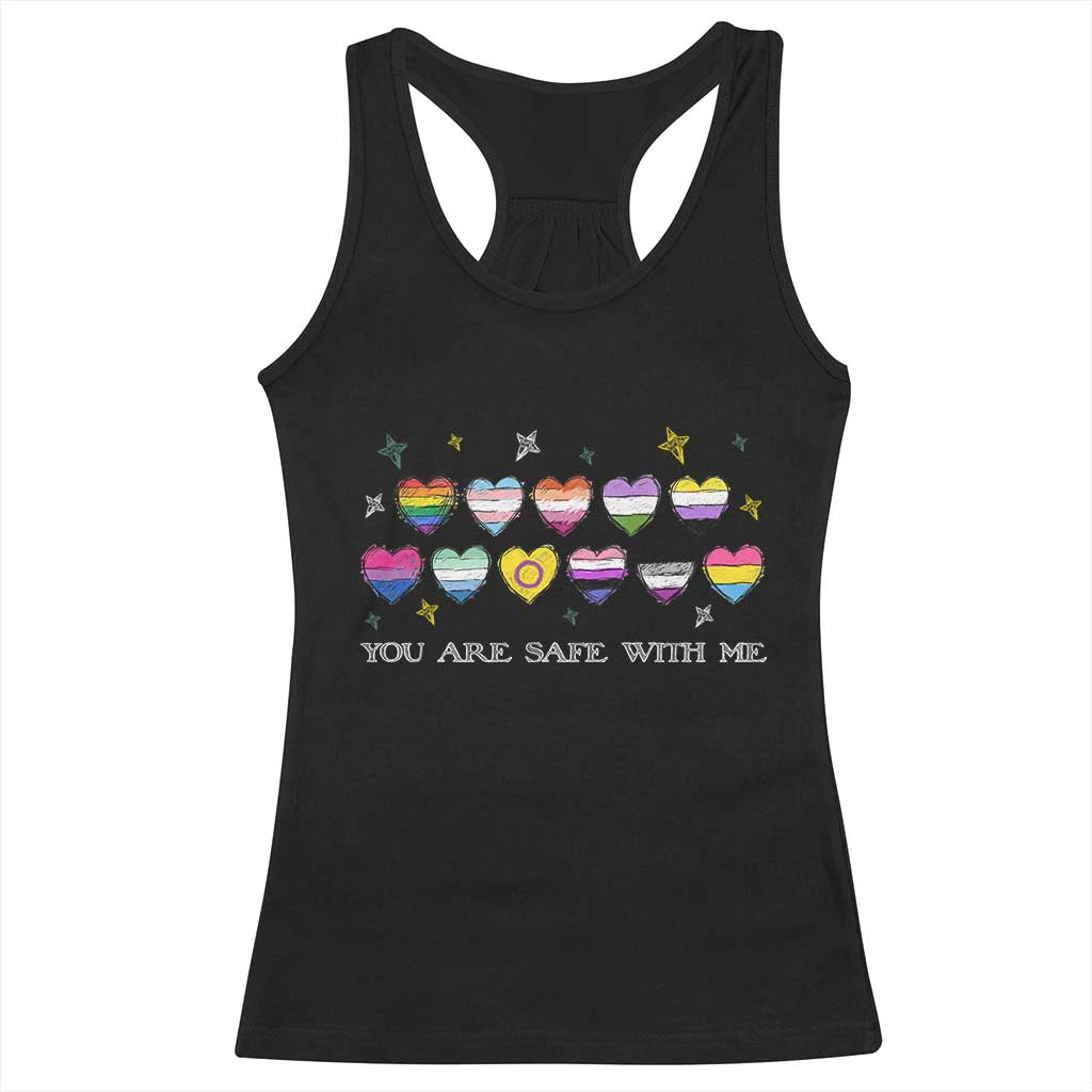 You Are Safe With Me Racerback Tank Top LGBTQ Support Rainbow Flags Ally