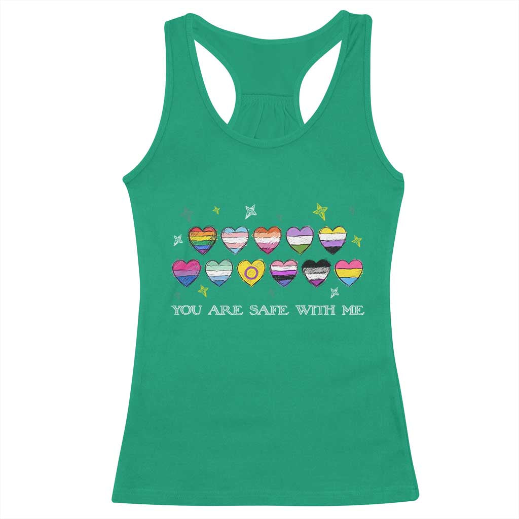 You Are Safe With Me Racerback Tank Top LGBTQ Support Rainbow Flags Ally