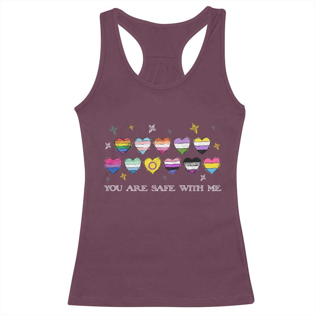 You Are Safe With Me Racerback Tank Top LGBTQ Support Rainbow Flags Ally
