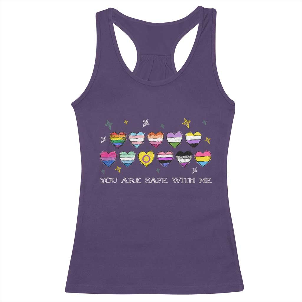 You Are Safe With Me Racerback Tank Top LGBTQ Support Rainbow Flags Ally