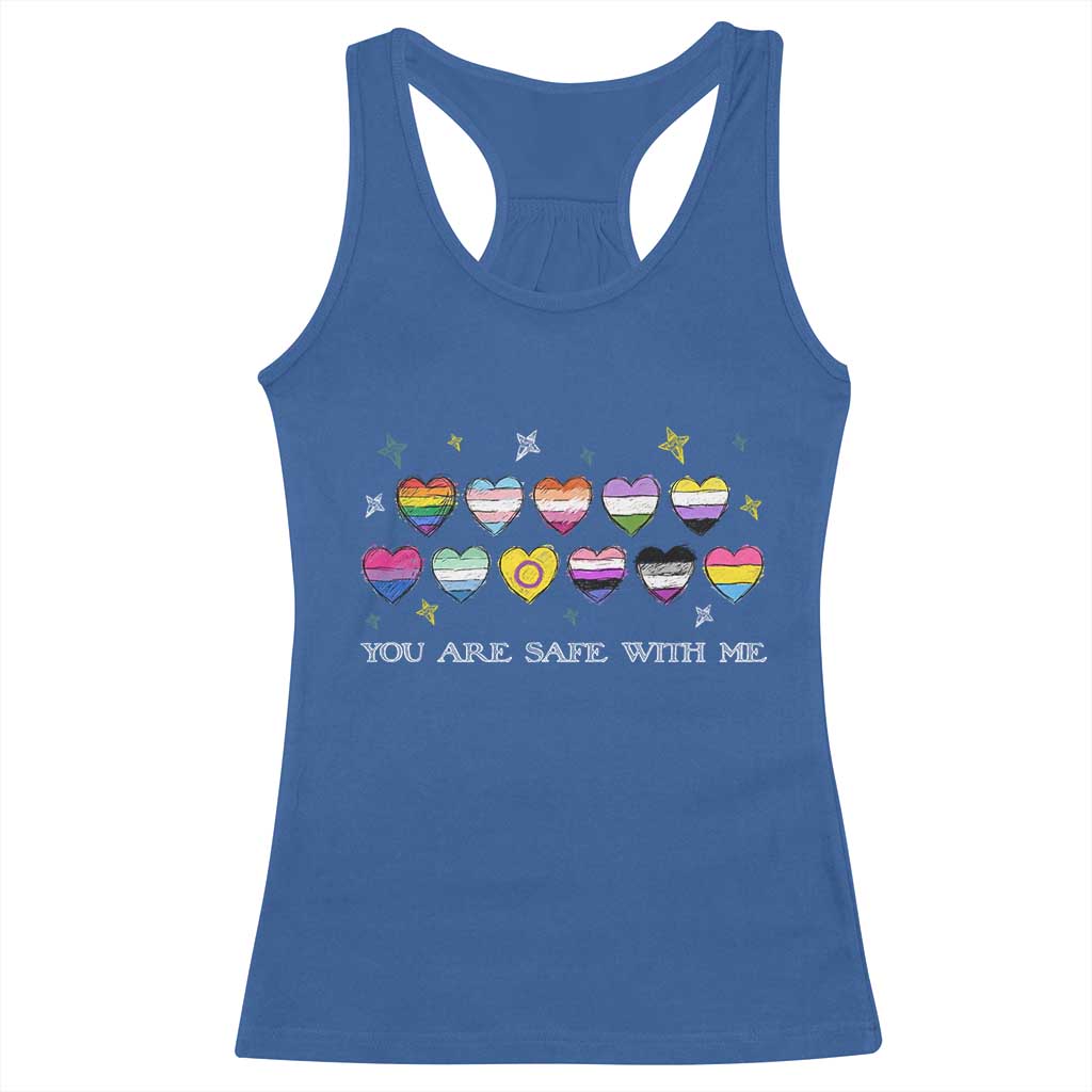 You Are Safe With Me Racerback Tank Top LGBTQ Support Rainbow Flags Ally