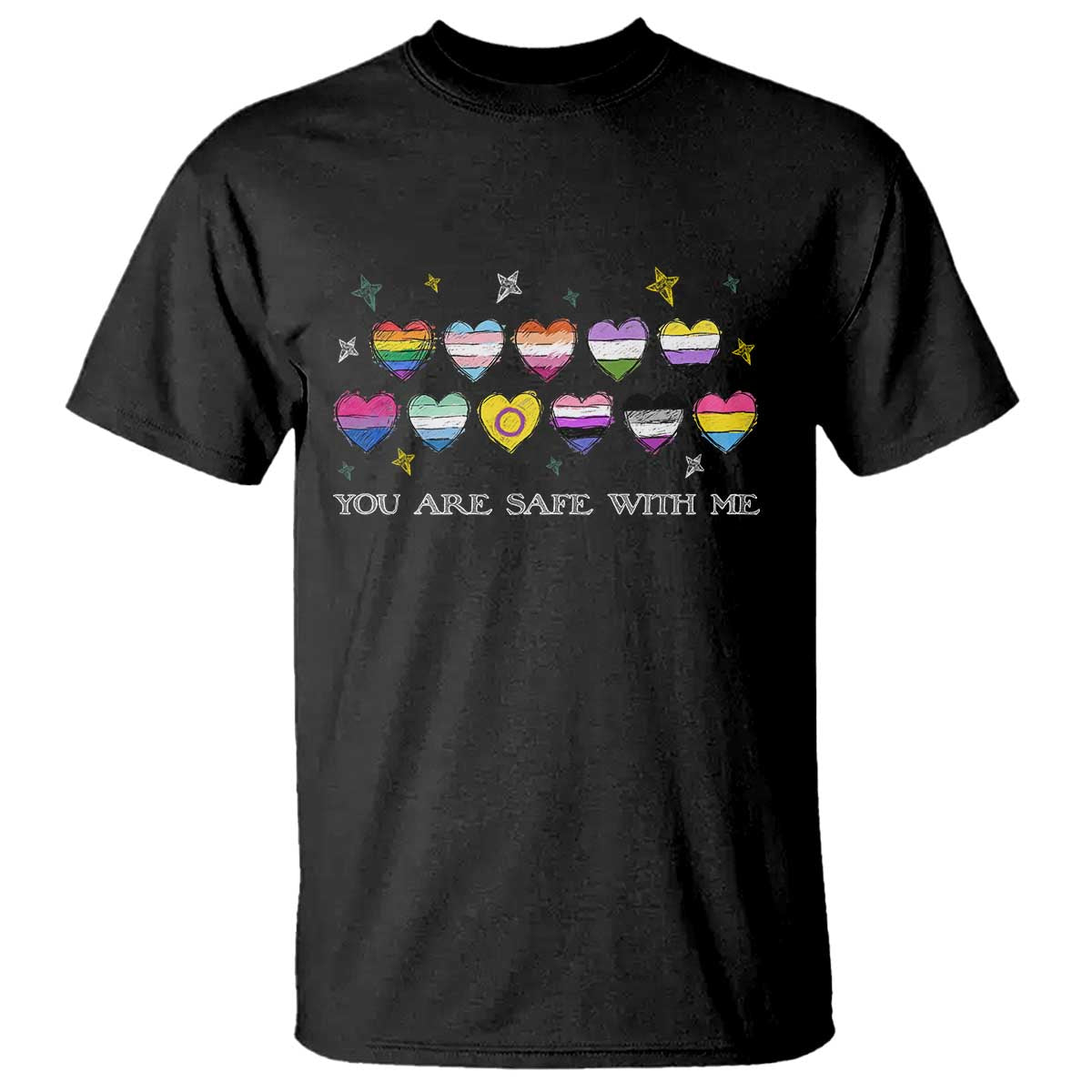 You Are Safe With Me T Shirt LGBTQ Support Rainbow Flags Ally