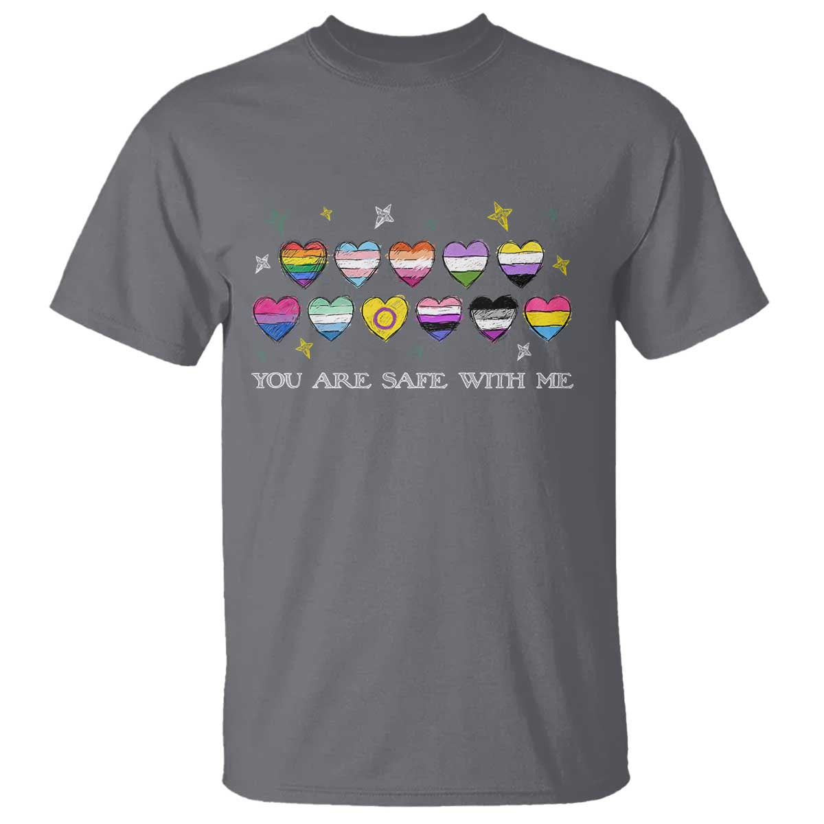 You Are Safe With Me T Shirt LGBTQ Support Rainbow Flags Ally