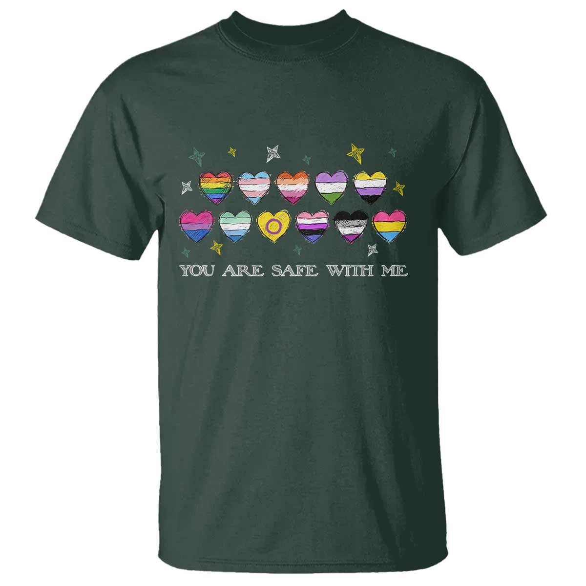 You Are Safe With Me T Shirt LGBTQ Support Rainbow Flags Ally